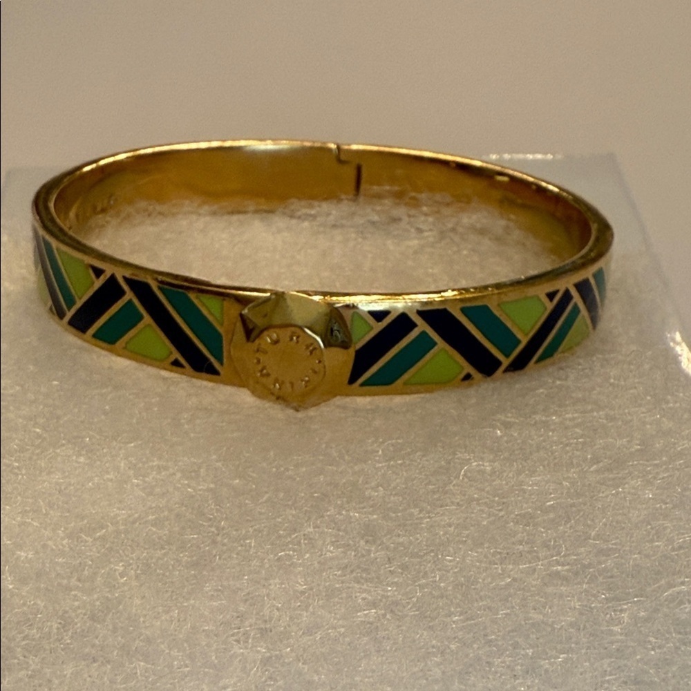 Trina Turk Gold and Green Enamel Bangle Bracelet